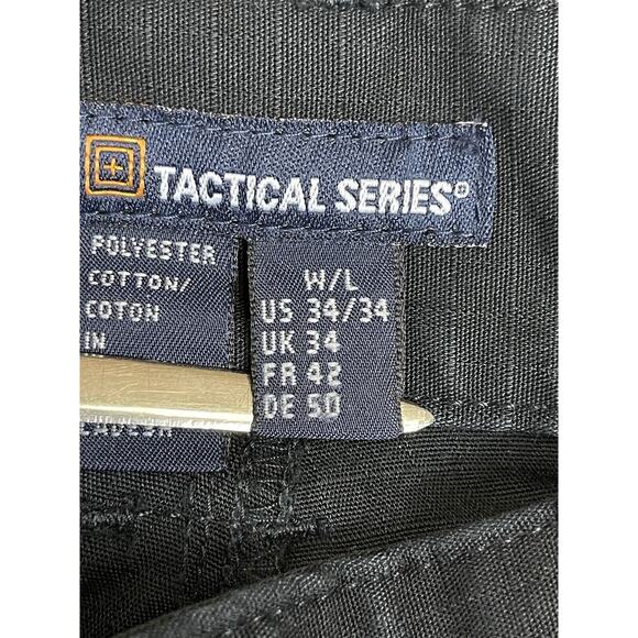 5.11 Tactical Series Pants Mens 34x34 Black Cargo Regular Fit Elastic Waist - Picture 4 of 13
